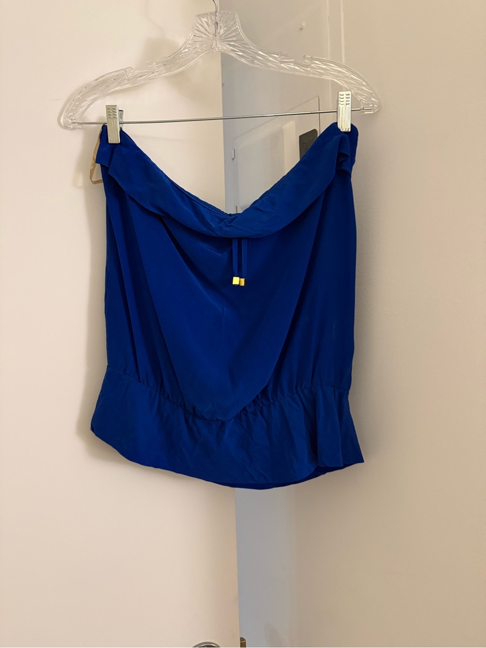 Porter Strapless Silk Royal Blue Women's Top